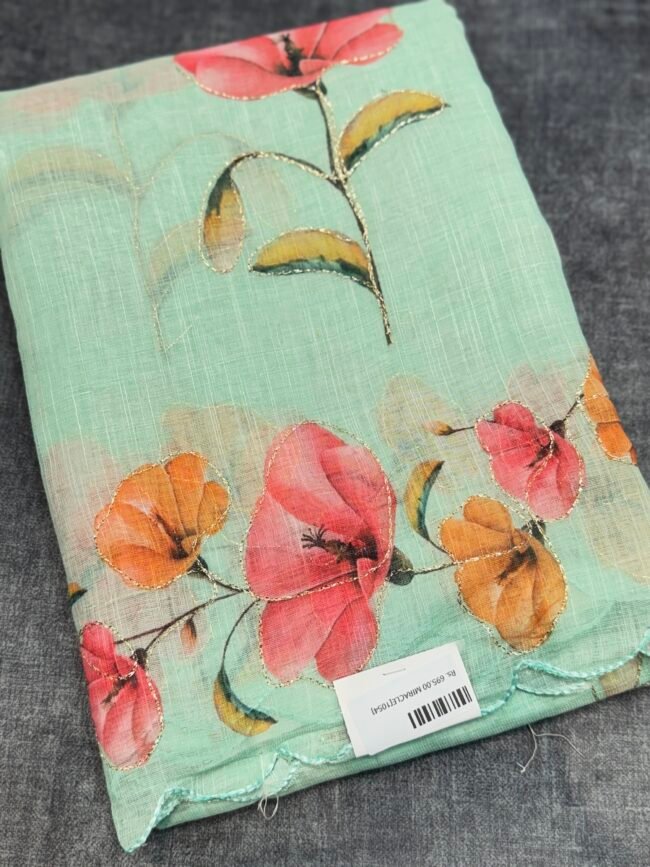 Linen Flower Saree [1054]