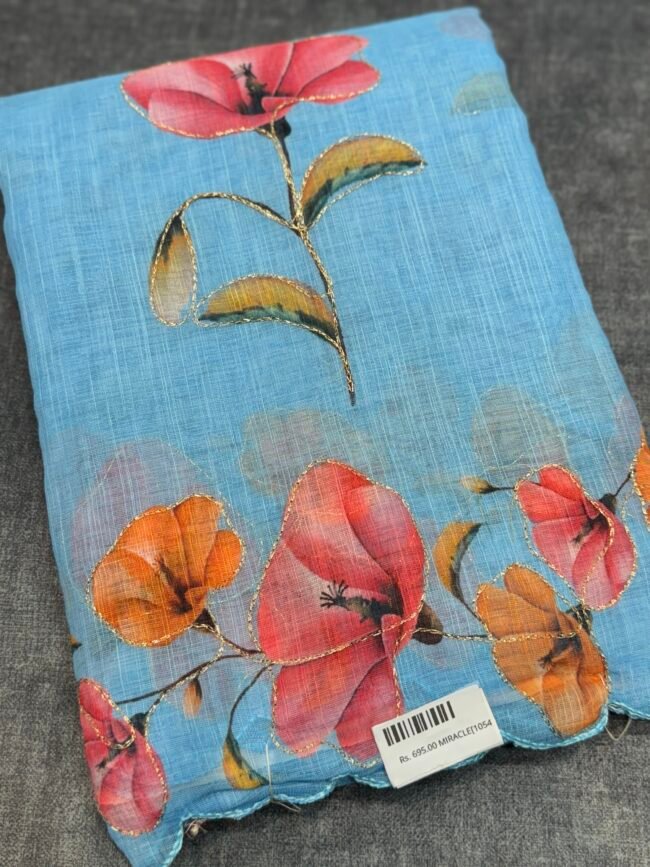 Linen Flower Saree [1054]