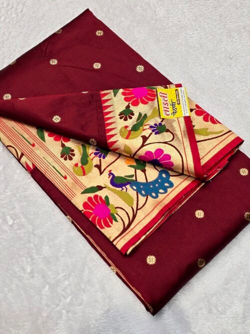 Peacock & lotus border brocade paithani - 1765